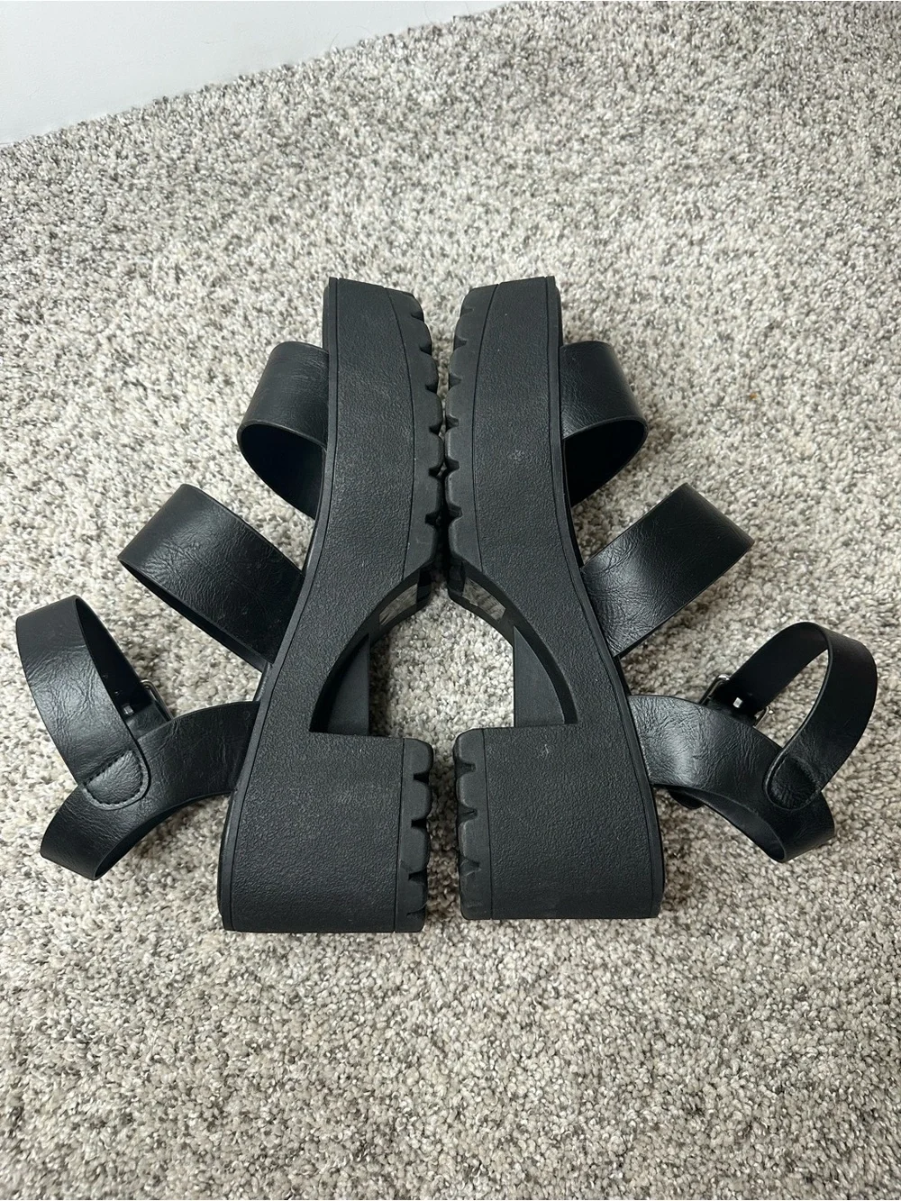 Chunky Black Platform Sandal Heels